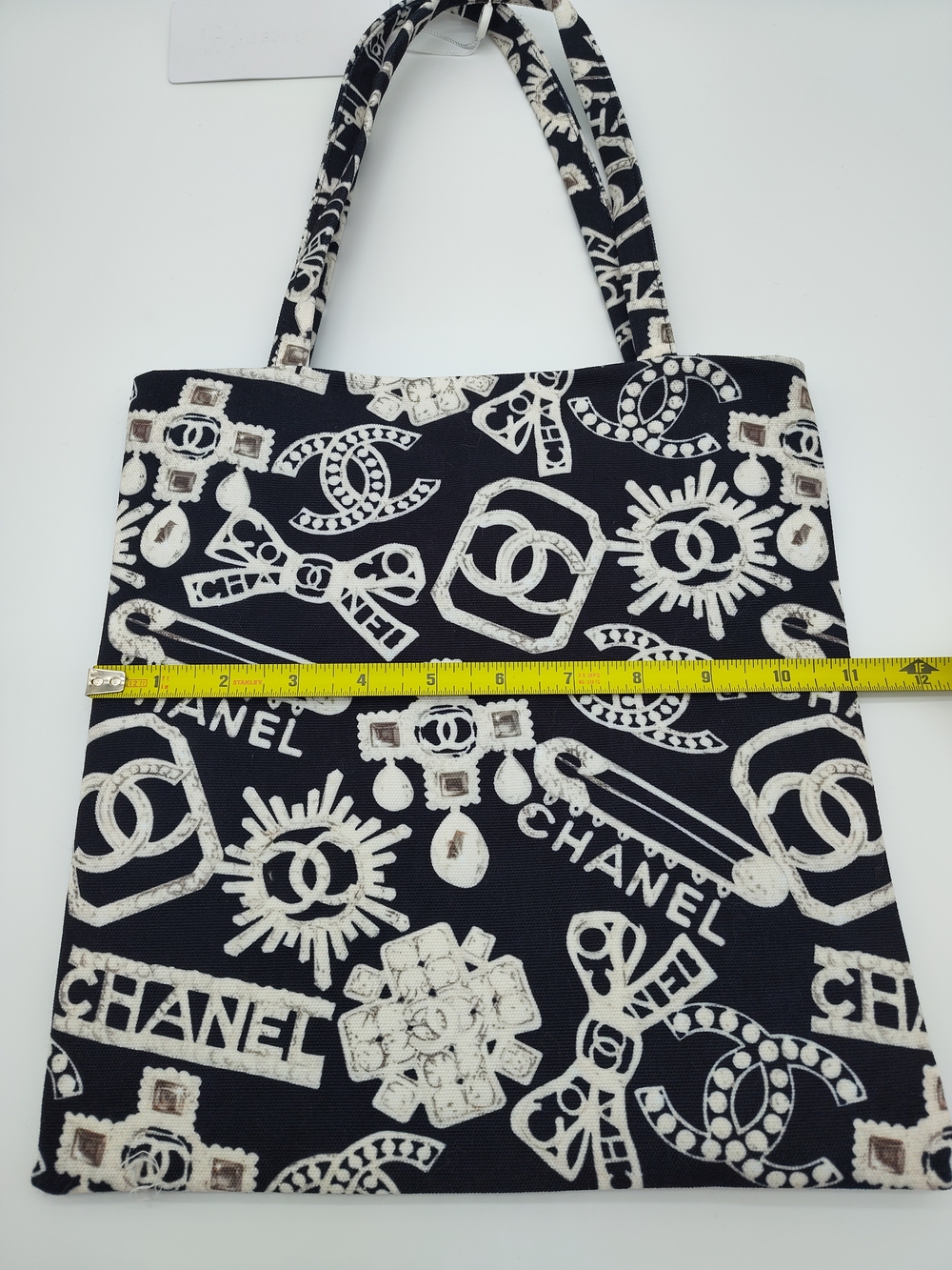 CHANEL Canvas Logo Print Tote Bag VIP Gift Large Employee Shopper Black - Picture 6 of 9
